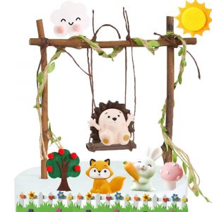 D&eacute;coration de Cupcake sur le th&egrave;me des animaux des bois, h&eacute;risson, balan&ccedil;oire, figurine de g&acirc;teau,