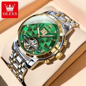 OLEVS-Montre Mécanique existent pour Homme, Tourbillon Slef-Wind Luxueux, Bracelet en Acier