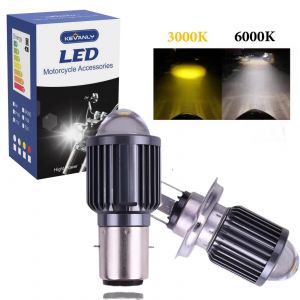 Ampoules LED BA20D H4 pour phares de moto, lentille CSP, blanc, jaune, faisceau Hi/Lo, accessoires