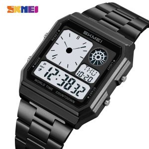 SKMEI heure mondiale montre électronique numérique pour hommes femmes étanche Sport de plein air