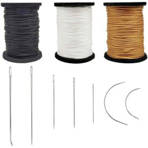 Kit de couture du cuir, fil cir&eacute; en Nylon, 0.8mm, 65m, pour bricolage, aiguille &agrave; coudre pour cuir,
