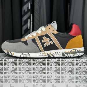 Premiata baskets d'inspiration rétro pour hommes chaussures de course baskets noires et blanches