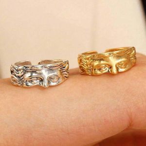Bague demi-visage Venus populaire européenne et américaine pour hommes et femmes, style cool et à la