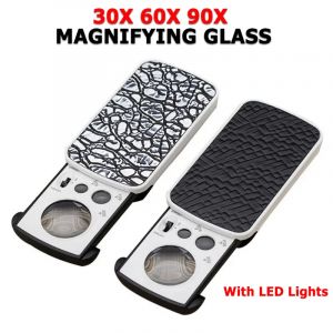 Loupes à bijoux coulissantes 30X 60X 90X, Loupe éclairée par LED avec lumière UV pour bijoux