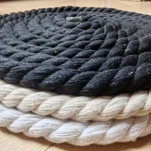 Corde 100% coton, 12mm, noir et blanc Trois brins de ULtorsadée. Lacets Lumineux pour Décoration de