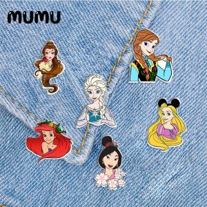 Broche à revers Elsa Tiana blanche-neige, princesse Pocahontas, broches en acrylique, bijoux époxy