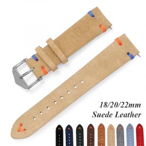 Bracelet en cuir su&eacute;d&eacute; pour Bracelet de montre Vintage Seiko, couture faite &agrave; la main, 18mm 20mm