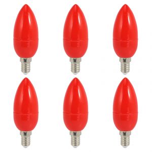 Bougie &agrave; &eacute;conomie d'&eacute;nergie LED, ampoules, lampe de fortune rouge, lumi&egrave;res de Dieu, 6X, E14