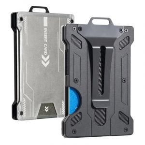 DIENQI-porte-carte en Fiber de carbone Mini portefeuille magique en aluminium et métal RFID pour