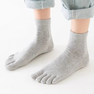 Chaussettes &agrave; cinq doigts pour femmes, en pur coton, &agrave; cinq orteils, absorbant la sueur, Tube