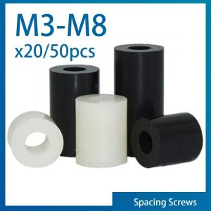 20/50pcs M3 M4 M5 M6 M8 blanc/noir ABS entretoise Non filetée ronde creuse entretoise rondelle PCB