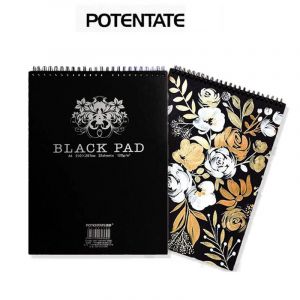 32 feuilles A4/A5 bloc de dessin de croquis en papier noir 120GSM cahier de croquis reli&eacute; &agrave; spirale