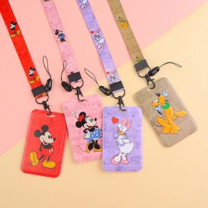 Porte-cartes Disney Minnie, lanières, porte-cartes pour filles, corde suspendue, porte-Badge, sangle