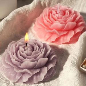 Bougie parfumée en forme de fleur de pivoine, sans fumée, basse température, cire de soja, bougies