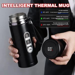 Bouteille Thermos en acier inoxydable de 500ML &agrave; 1 litre, avec affichage de la temp&eacute;rature LED,