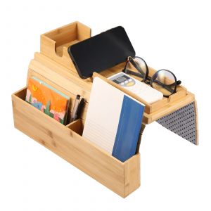 Accoudoir de canapé en bambou antidérapant, porte-gobelet de canapé pliable, poche de rangement