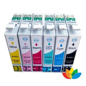 Cartouche d'encre 6pk pour imprimante epson, compatible t0801, t0807, pour p50, px720wd