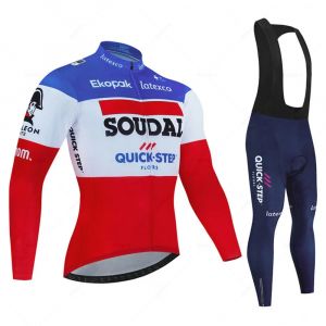Soudal-Ensemble de maillot de cyclisme à manches longues Quick Step France, vêtements de vélo de