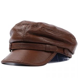 Casquette en cuir véritable pour homme et femme, chapeau de marin, chapeau de pilote Fiddler,