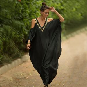 Caftan robes maillot de bain couvrir robe Maxi vêtements de plage turc épaule froide tenues de plage