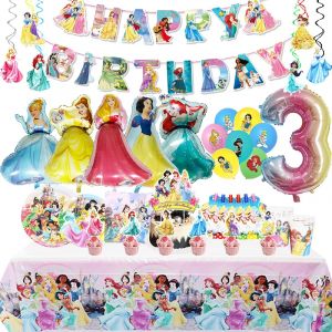 Décoration de fête d'anniversaire princesse Disney, ballon en aluminium pour enfants, fournitures