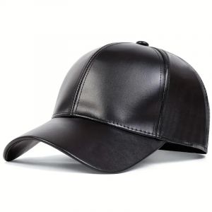 Casquettes de Baseball unisexes en cuir l&eacute;ger, couleur unie, chapeaux d&eacute;contract&eacute;s r&eacute;glables pour