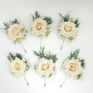 1/6 pièces Rose mariage Champagne poignet Corsage et boutonnière ensemble pour mariée demoiselle