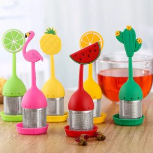 Infuseur à thé à poignée en Silicone, filtre boule de thé en acier inoxydable, théière Cha, passoire