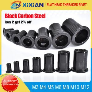 M3 M4 M5 M6 M8 M10 M12 écrou à rivets plat noir en acier au carbone tête plate fileté Rivet insérer