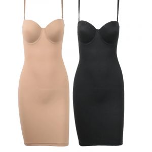 Minceur pleine longueur Shapewear glisse nue droite Tube robe corps Shaper femmes maigre sous les