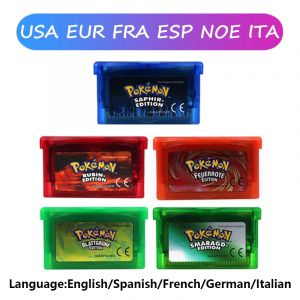 GBA-Cartouche de jeu vidéo 32 bits, carte de console Pokemon, émeraude, adrenfire, rouge feuille,