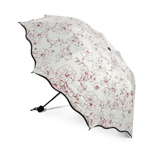 Parapluie solaire pliant pour femme, protection solaire contre les UV, parasol &agrave; trois plis