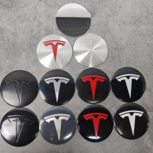 4 pi&egrave;ces 56mm Tesla capuchon de moyeu capuchon central Logo autocollant de haute qualit&eacute; pour Tesla