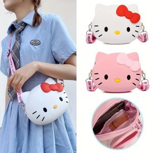 Sac à bandoulière Hello Kitty pour femmes, sacoche de voyage 3D, petit sac à bandoulière pour