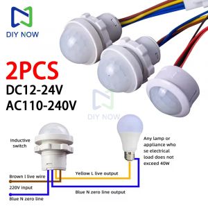 AC110-240V existent Capteur Lumière Commutateur LED PIR Infrarouge Détecteur De Mouvement Mini LED