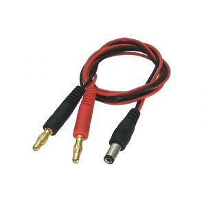 Fiche banane de 4mm vers prise mâle d'alimentation cc 5.5X2.1mm, câble 22AWG 60CM