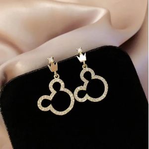 Boucles d'oreilles avec cristal Mickey couronne élégant élégant breloques de luxe belle bijoux de