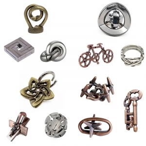 Ensemble de 3 pièces de Puzzle en métal, Solution de déverrouillage, casse-tête, jeux de défi IQ,