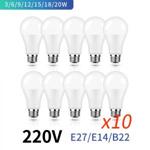 Ampoule LED E27 B22 AC 220V SMD2835 3W 6W 9W 12W 15W 18W 20W, &eacute;conomie de lampe, blanc froid et