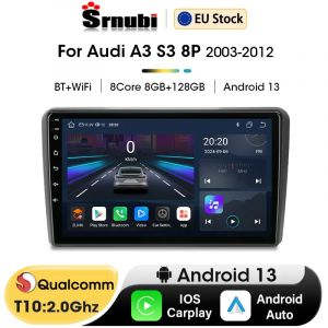 Srnubi sans fil CarPlay Auto Android 2Din autoradio pour Audi A3 S3 8P 2003-2013 lecteur multimédia