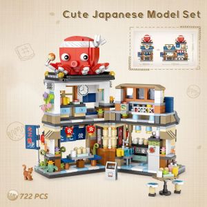 709 pièces magasin Takoyaki Street View Izakaya boutique jouets, Construction MOC Architecture