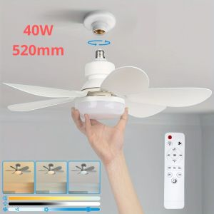 Ventilateur de Plafond &agrave; Douille avec Lampe et T&eacute;l&eacute;commande, Ventilateur &Eacute;lectrique avec LED pour