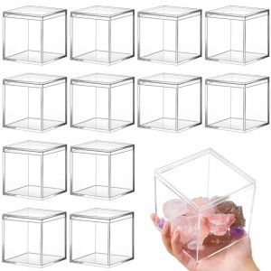 Boîte à bonbons en acrylique Transparent, Cube carré en plastique Transparent, boîte à gâteaux et
