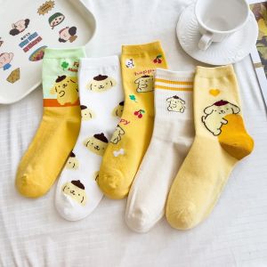 Sanrio Mymelody cannelle Pom Pom Purin chaussettes mi-longues Ins respirant conception minimale