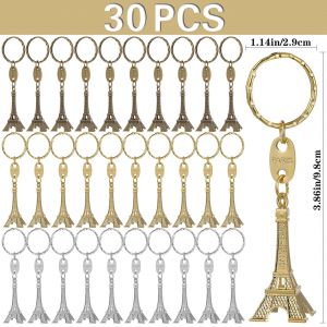 30 pièces porte-clés tour Eiffel porte-clés pendentif cadeau d'anniversaire