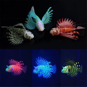 Poisson-lion lumineux artificiel en Silicone, faux poisson flottant, lueur dans l'obscurité,