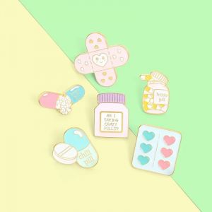 Prenez une pilule froide! Broche en &eacute;mail pour pilule de pharmacie, Badge cr&eacute;atif, broches en m&eacute;tal,