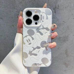 Coque de t&eacute;l&eacute;phone en polaire pour fille, coque arri&egrave;re mignonne, Disney, Mickey, Minnies, Mouses,