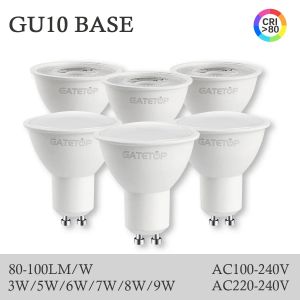 Projecteur GU10 à économie d'énergie, ampoule LED AC220V 110V 3W 5W 6W 7W 8W 9W, éclairage peut