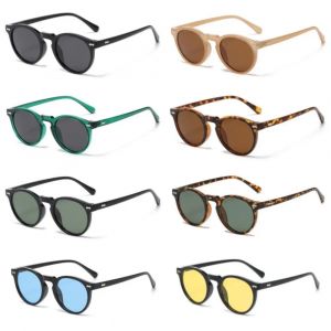 Lunettes de soleil polaris&eacute;es pour hommes et femmes, lunettes de soleil rondes r&eacute;tro, lunettes